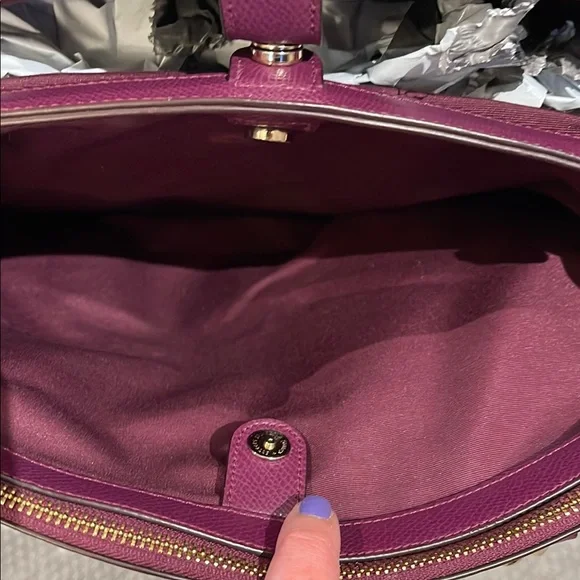 Coach Purple Leather Christie Carryall Tote - Picture 7 of 9